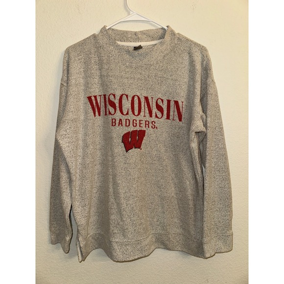 Wisconsin Badgers NCAA Bottom Drawers Gray Crewneck Sweatshirt - Medium - Picture 1 of 6